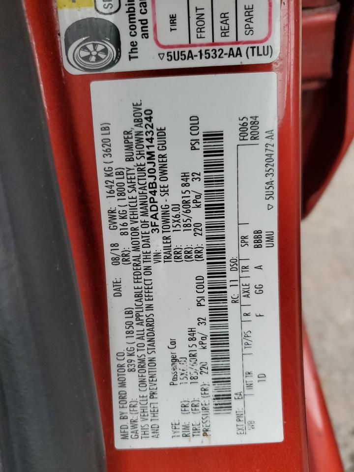 2018 Ford Fiesta Se VIN: 3FADP4BJ0JM143240 Lot: 90058885