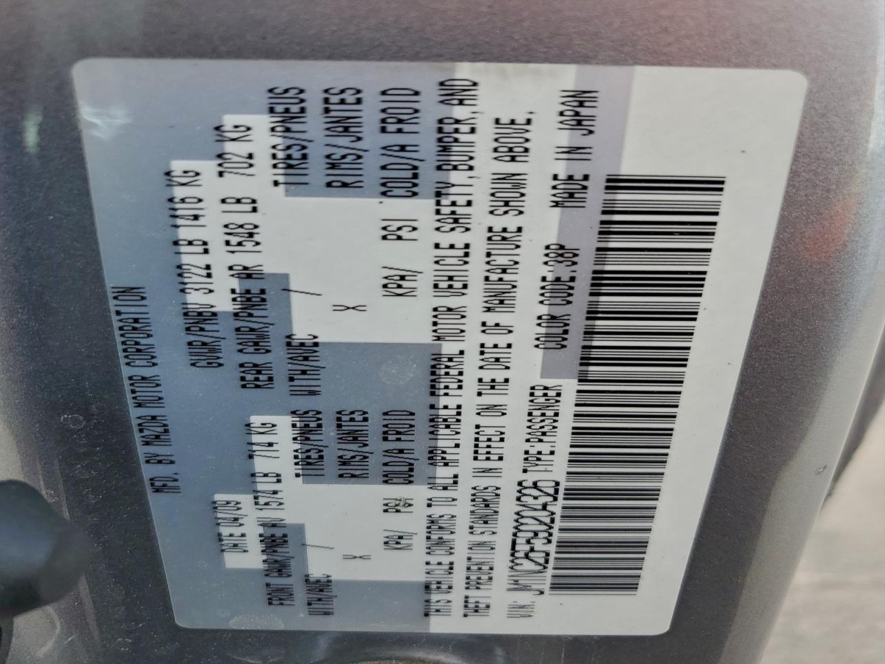 2009 Mazda Mx-5 Miata VIN: JM1NC26F590204326 Lot: 93074815