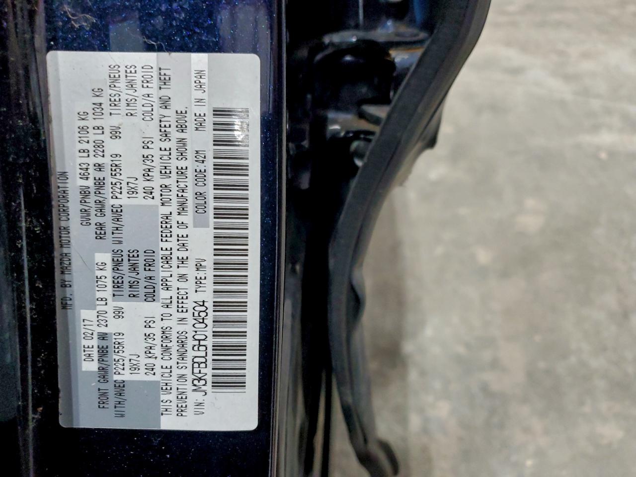 2017 Mazda Cx-5 Grand Touring VIN: JM3KFBDL6H0104504 Lot: 94354125