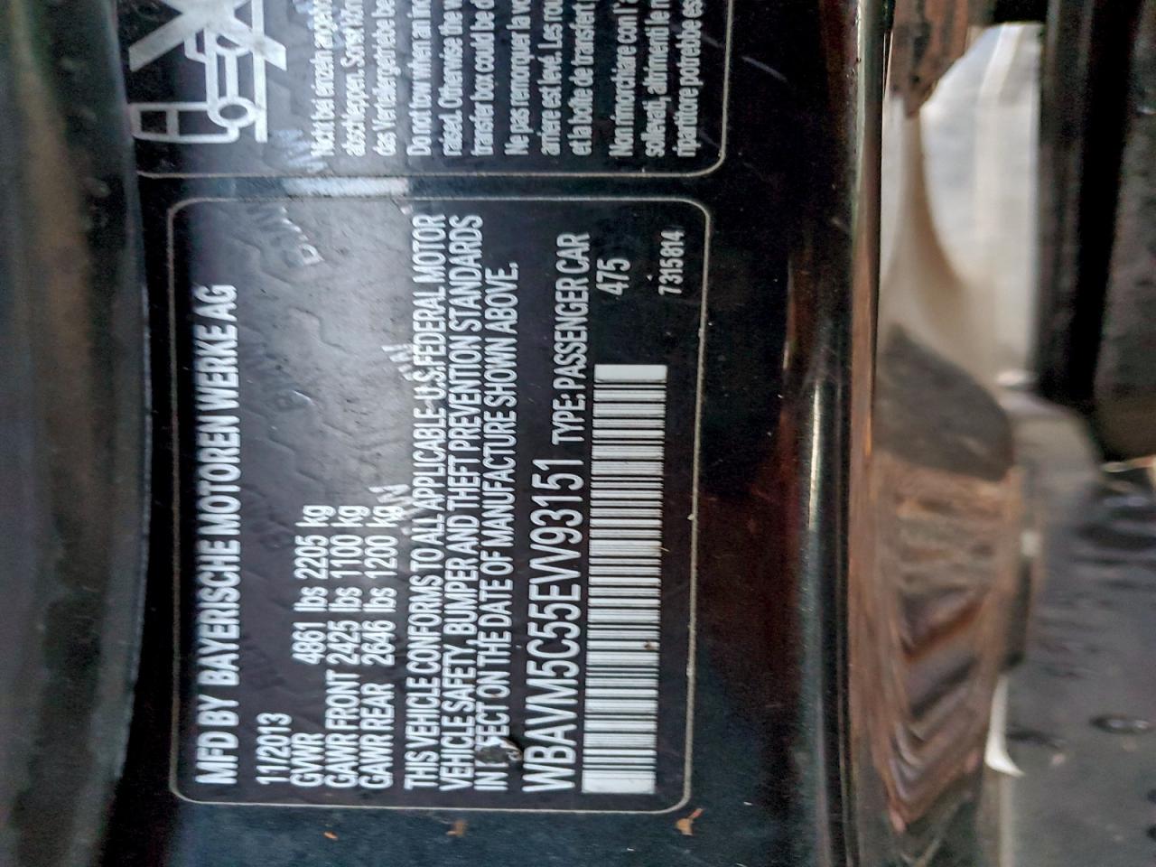 2014 BMW X1 xDrive35I VIN: WBAVM5C55EVV93151 Lot: 93204055