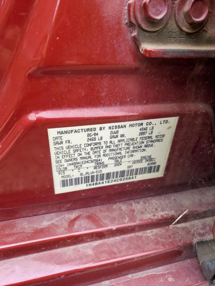 2004 Nissan Maxima Se VIN: 1N4BA41E24C925641 Lot: 93444705