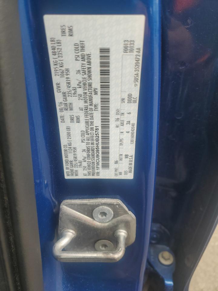 2017 Ford Escape Se VIN: 1FMCU9G95HUB25781 Lot: 92803075