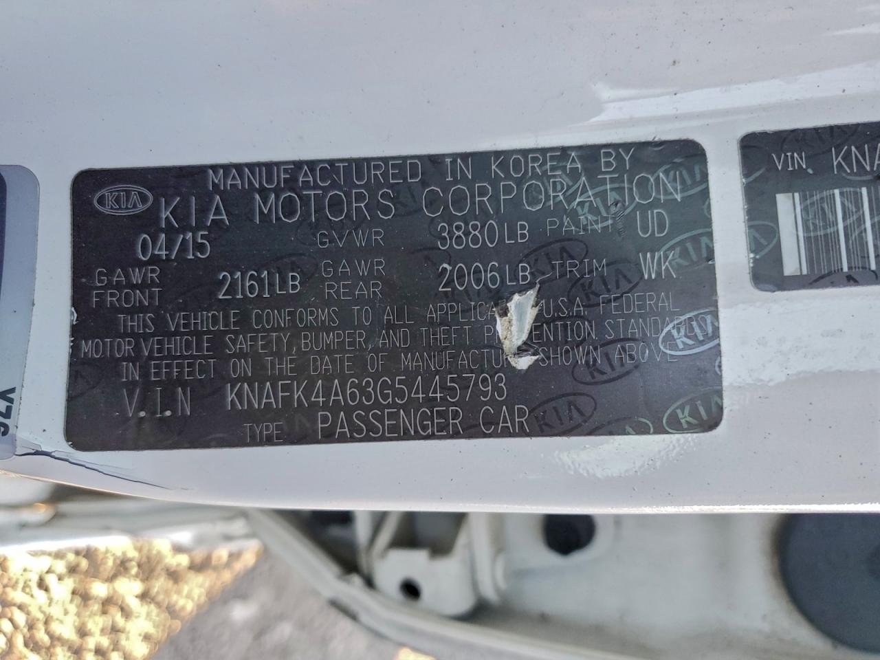 2016 Kia Forte Lx VIN: KNAFK4A63G5445793 Lot: 93744545