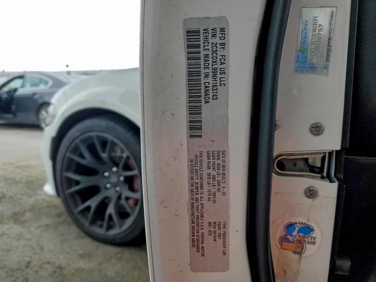 2022 Dodge Charger Srt Hellcat VIN: 2C3CDXL99NH163743 Lot: 94535625