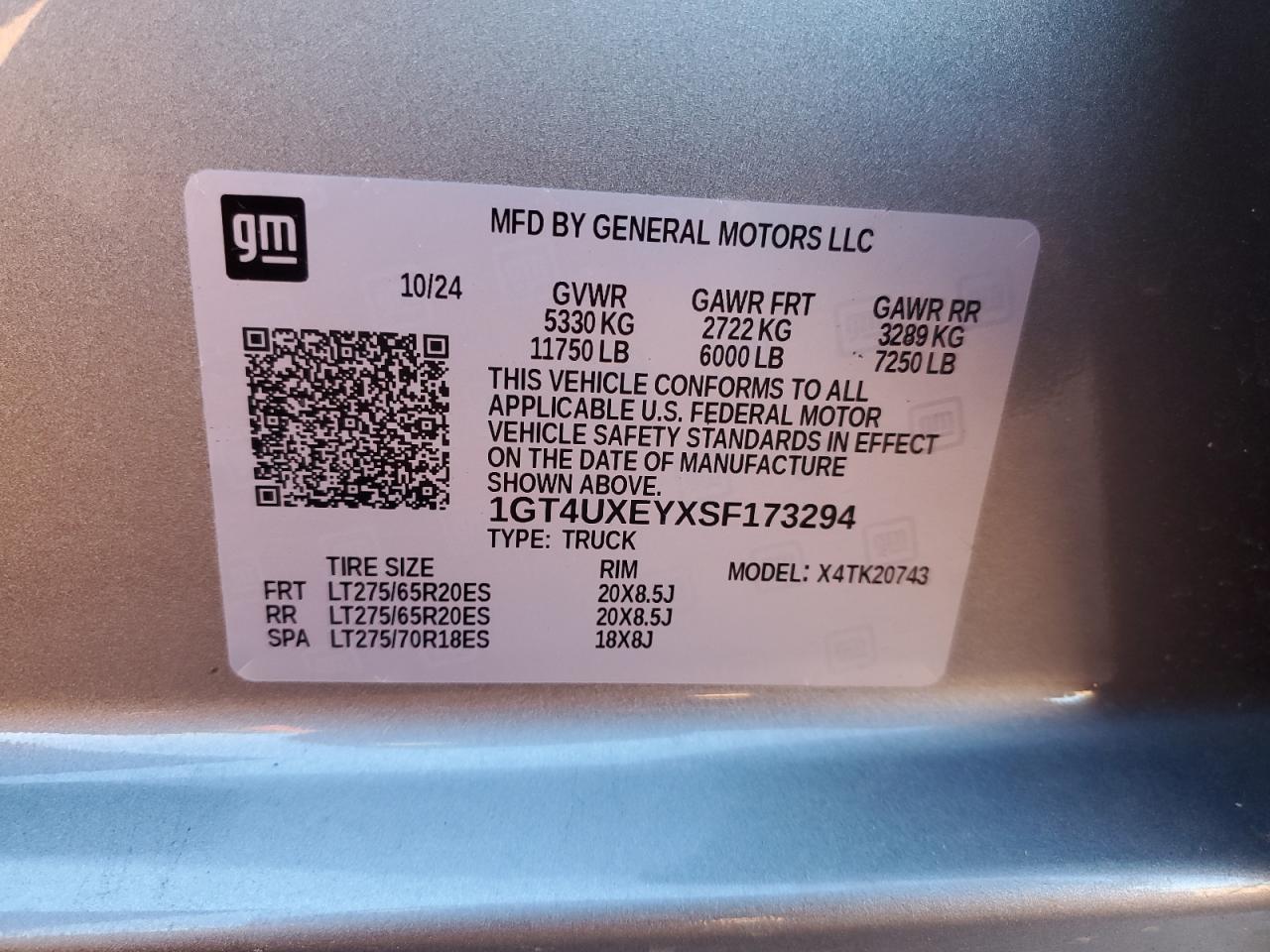2025 GMC Sierra K2500 Denali Ultimate VIN: 1GT4UXEYXSF173294 Lot: 92076585