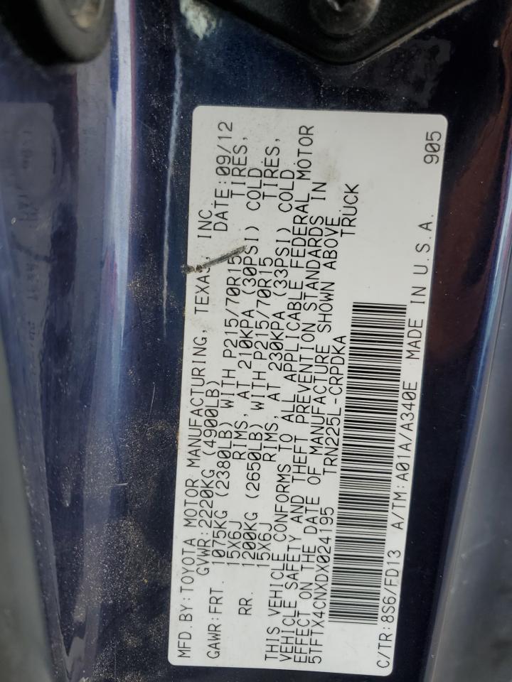 2013 Toyota Tacoma Access Cab VIN: 5TFTX4CNXDX024195 Lot: 91141065