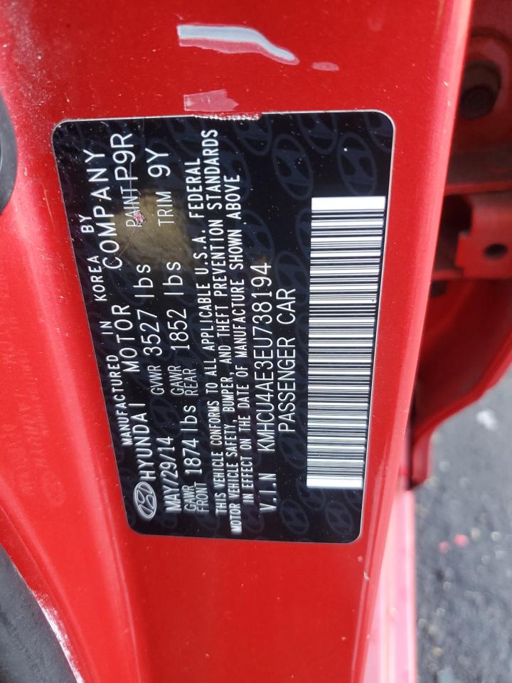 2014 Hyundai Accent Gls VIN: KMHCU4AE3EU738194 Lot: 92883305