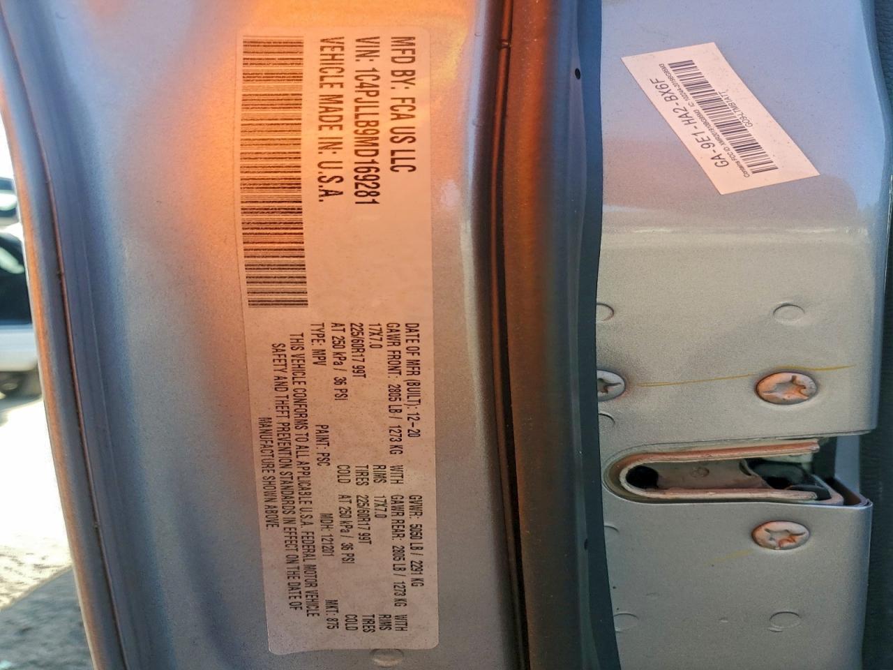 2021 Jeep Cherokee Latitude Plus VIN: 1C4PJLLB9MD169281 Lot: 92767095