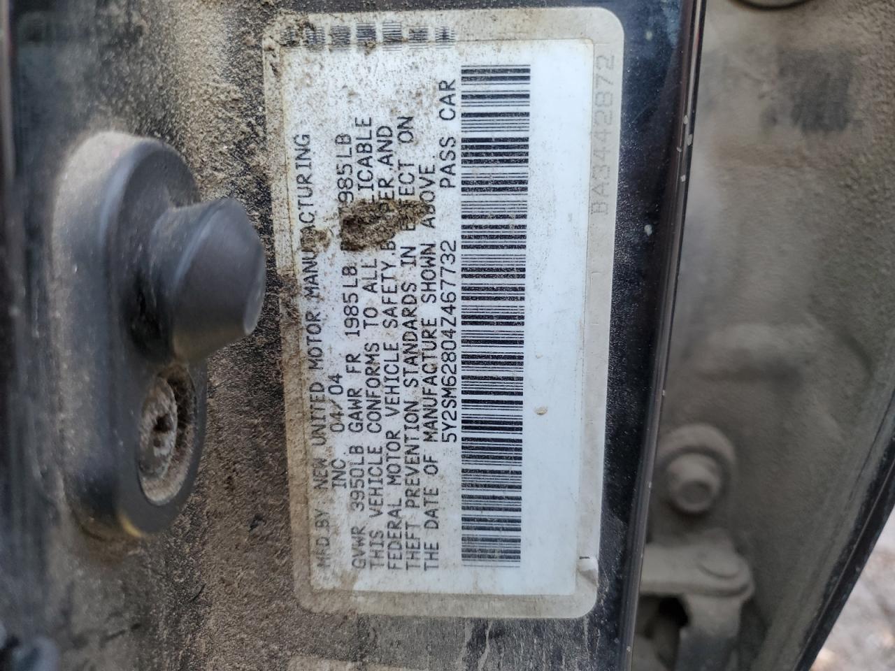 2004 Pontiac Vibe VIN: 5Y2SM62804Z467732 Lot: 91357255