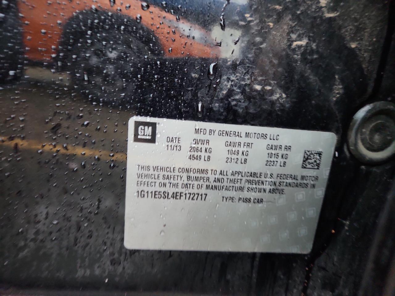 2014 Chevrolet Malibu 2Lt VIN: 1G11E5SL4EF172717 Lot: 93935805