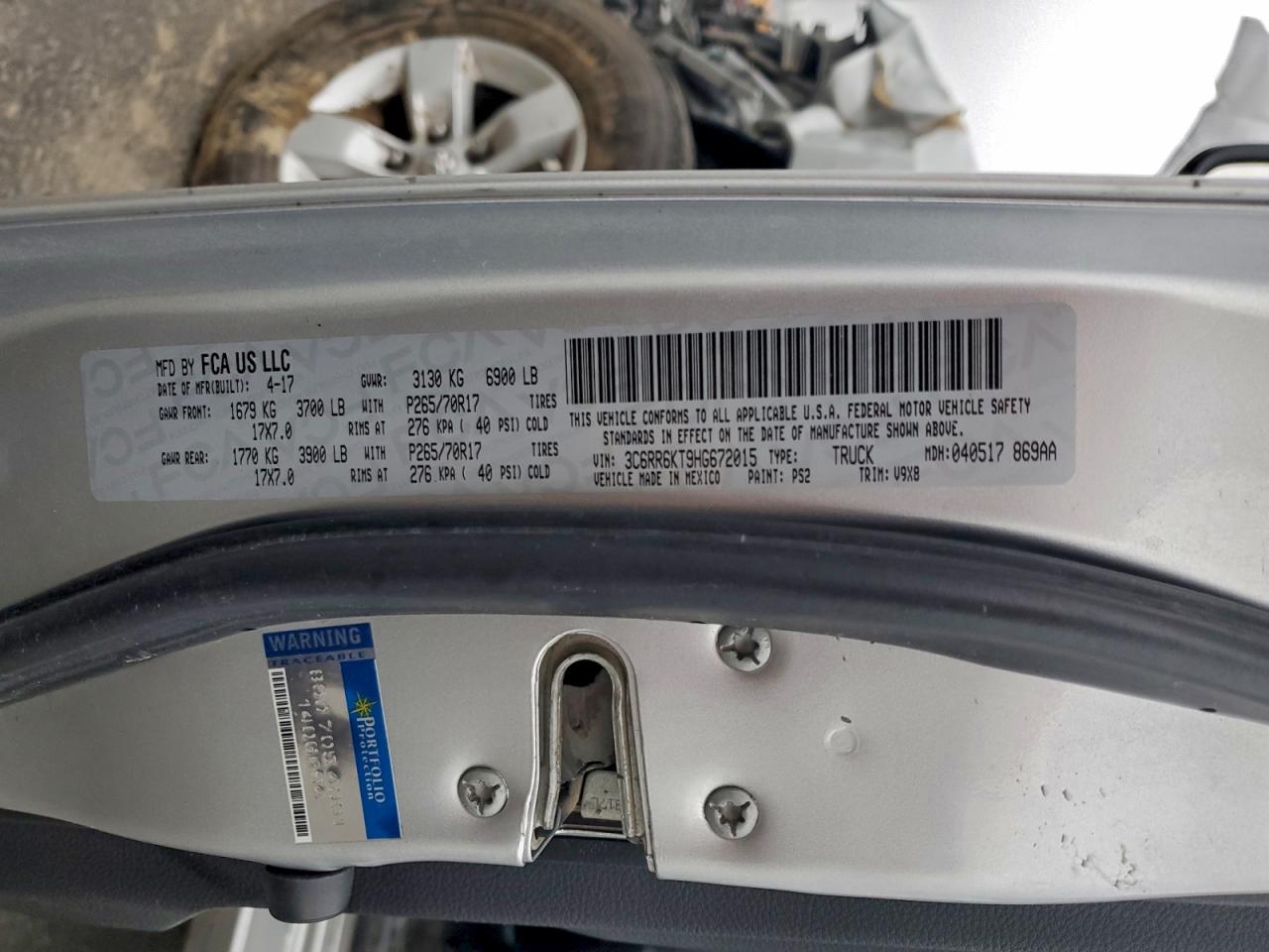 2017 Ram 1500 St VIN: 3C6RR6KT9HG672015 Lot: 94784185