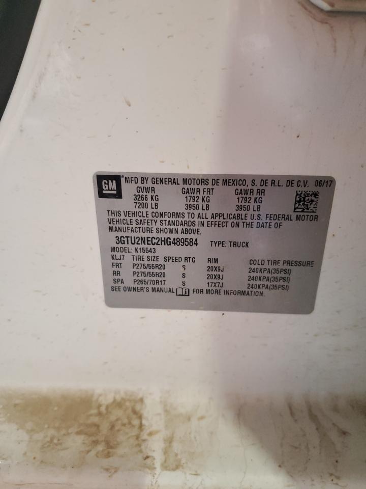 2017 GMC Sierra K1500 Slt VIN: 3GTU2NEC2HG489584 Lot: 90686365