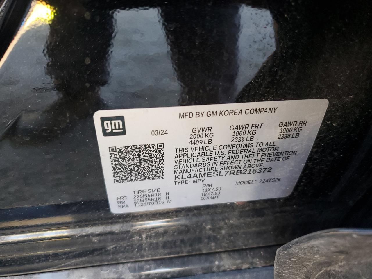 2024 Buick Encore Gx Sport Touring VIN: KL4AMESL7RB216372 Lot: 92650395