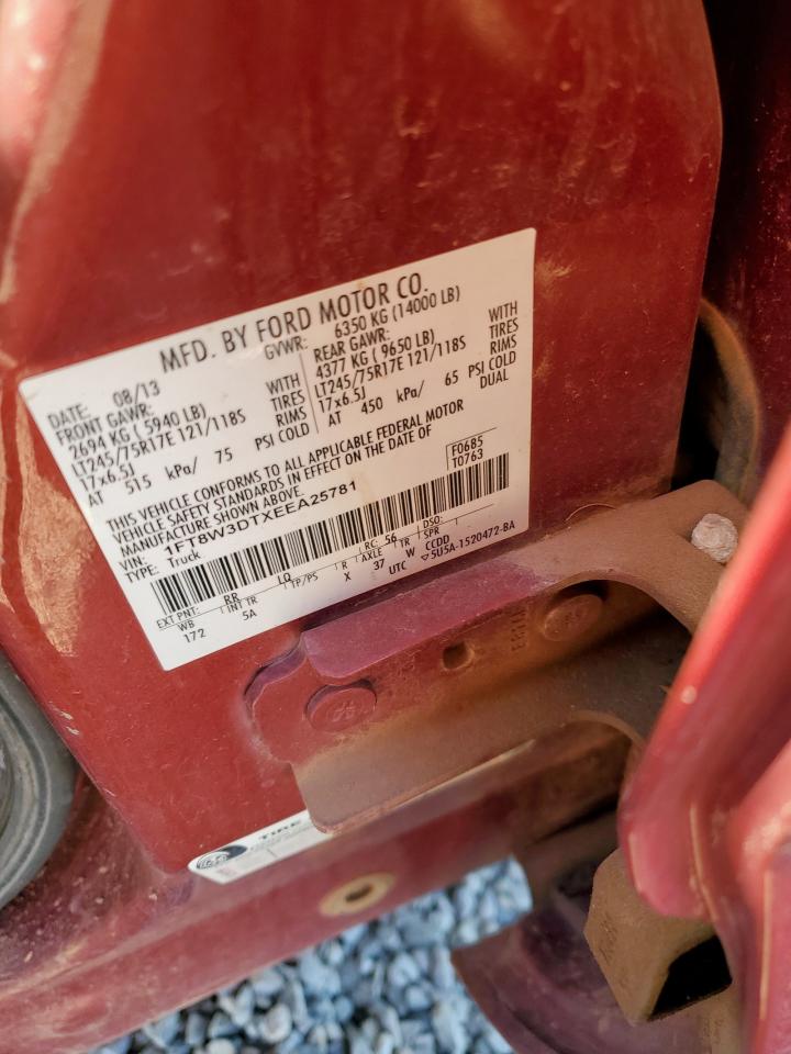 2014 Ford F350 Super Duty VIN: 1FT8W3DTXEEA25781 Lot: 89545815