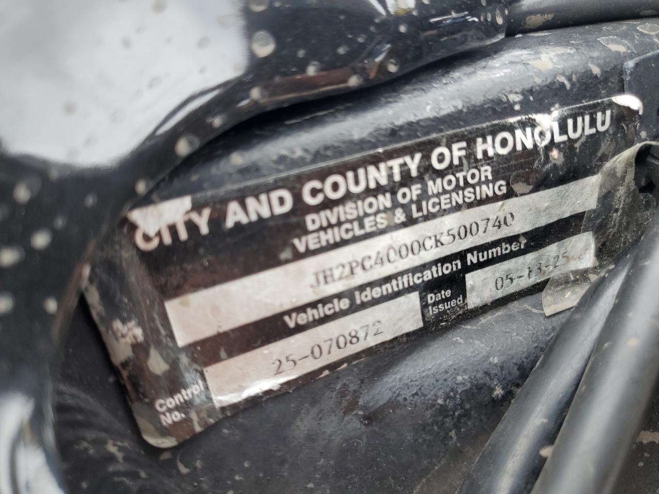 2012 Honda Cbr600 Rr VIN: JH2PC4000CK500740 Lot: 94058445