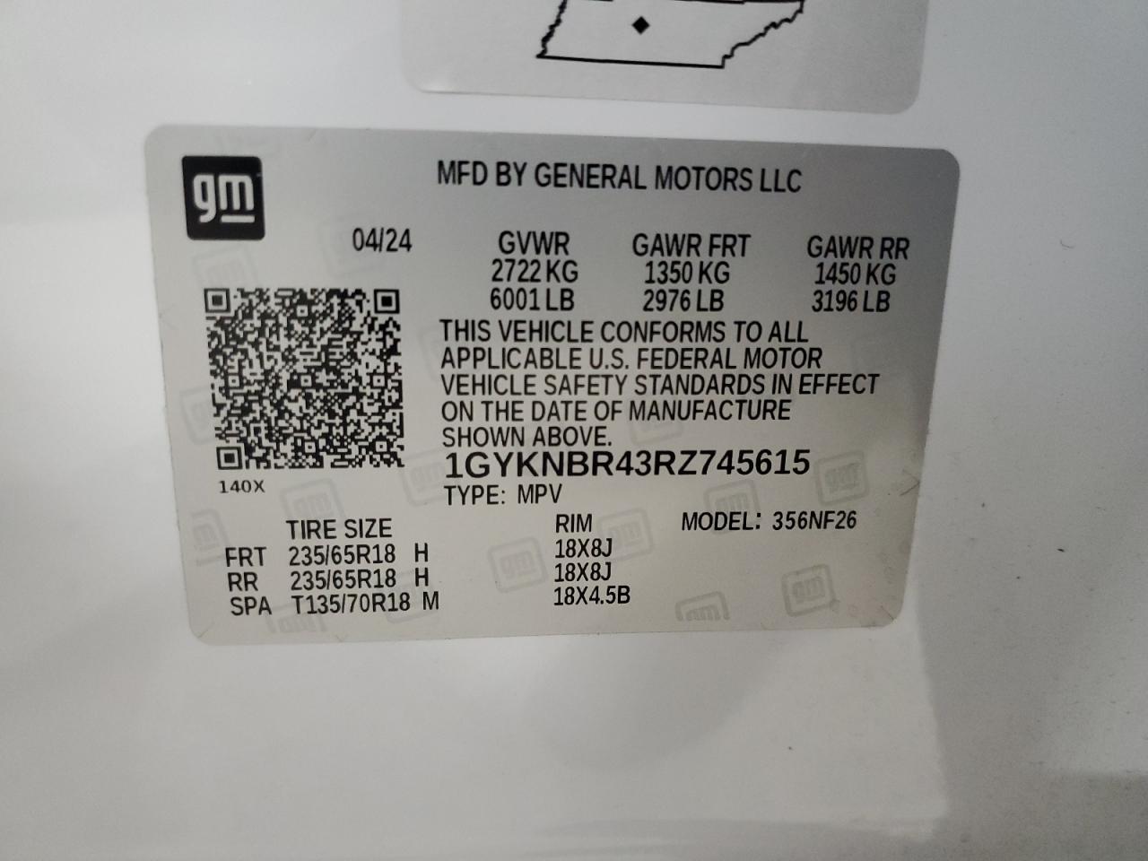 2024 Cadillac Xt5 Luxury VIN: 1GYKNBR43RZ745615 Lot: 91228995