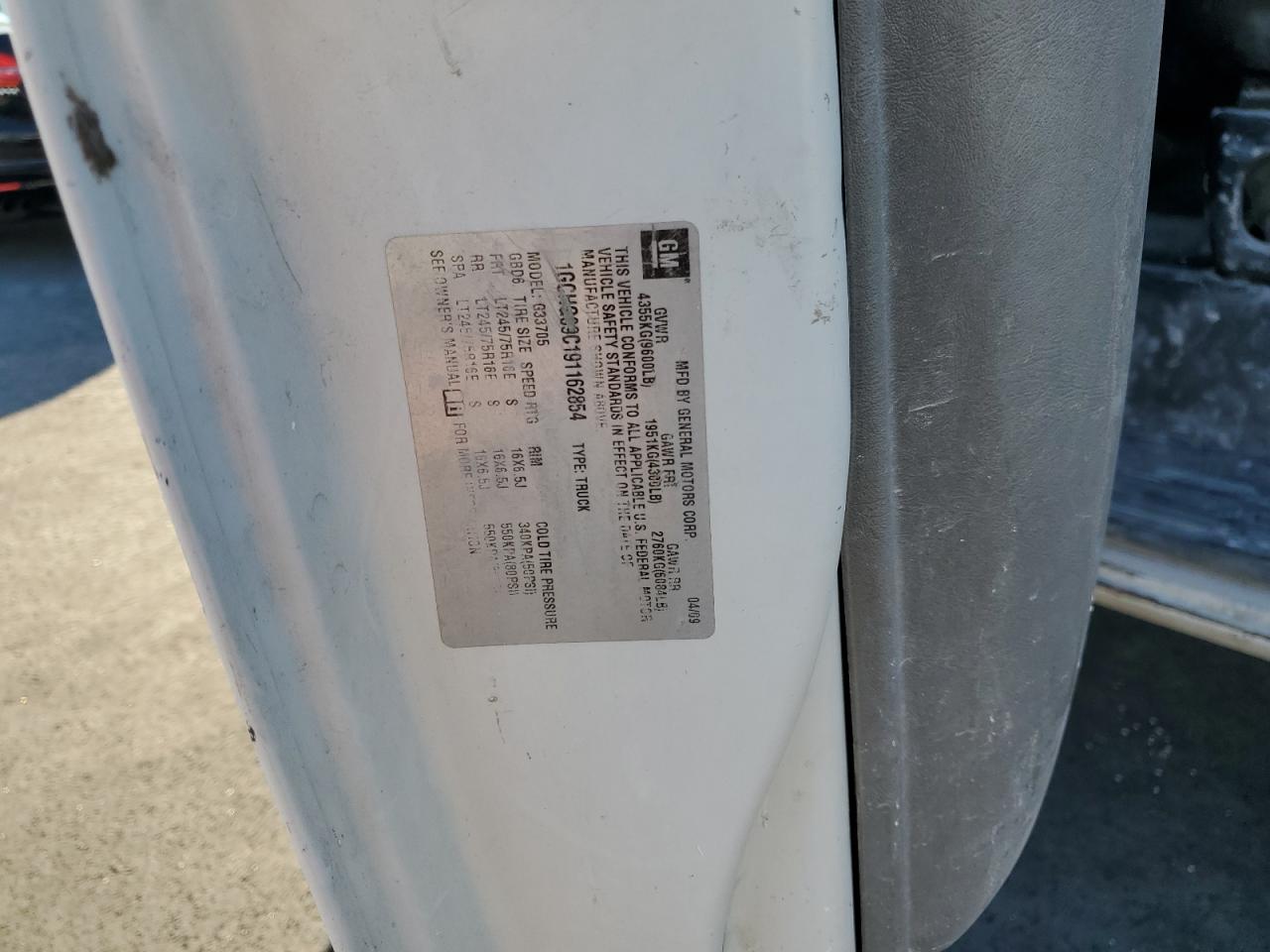 2009 Chevrolet Express G3500 VIN: 1GCHG39C191162854 Lot: 92130105