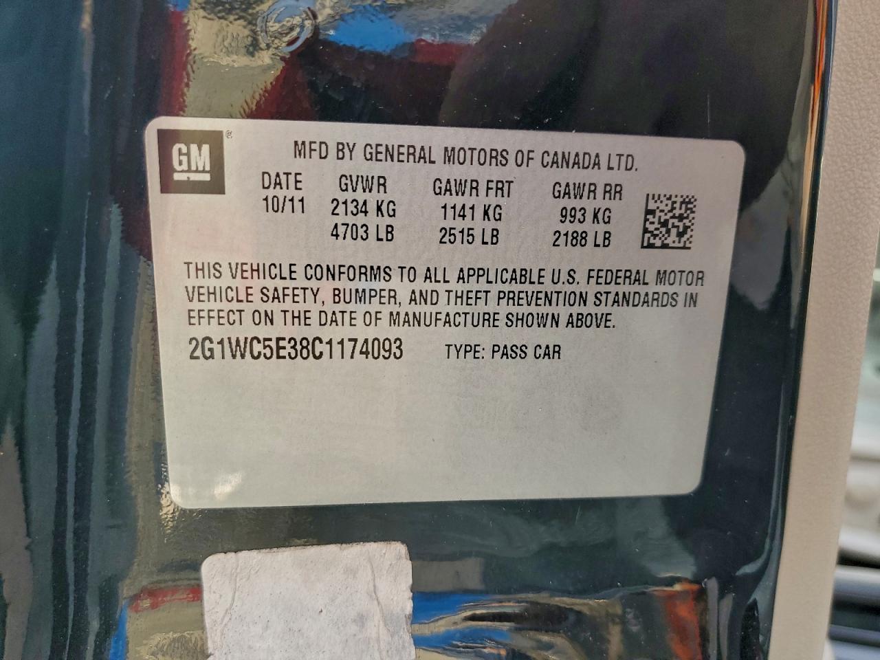 2012 Chevrolet Impala Ltz VIN: 2G1WC5E38C1174093 Lot: 94257015