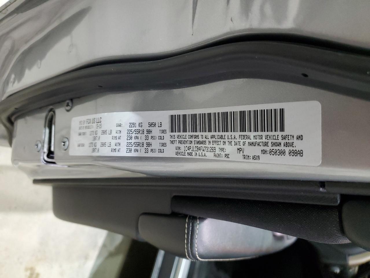 2015 Jeep Cherokee Latitude VIN: 1C4PJLCB4FW731269 Lot: 92585355