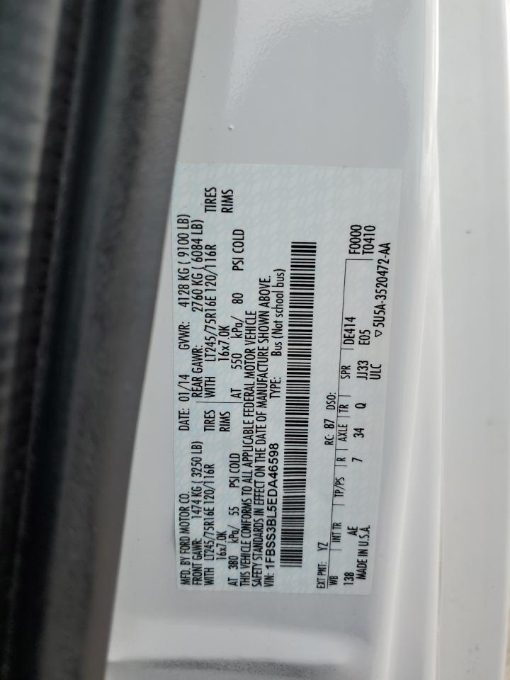 2014 Ford Econoline E350 Super Duty Wagon VIN: 1FBSS3BL5EDA46598 Lot: 92429625