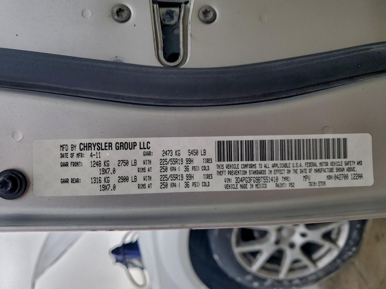 2011 Dodge Journey Crew VIN: 3D4PG3FG9BT551410 Lot: 93186175