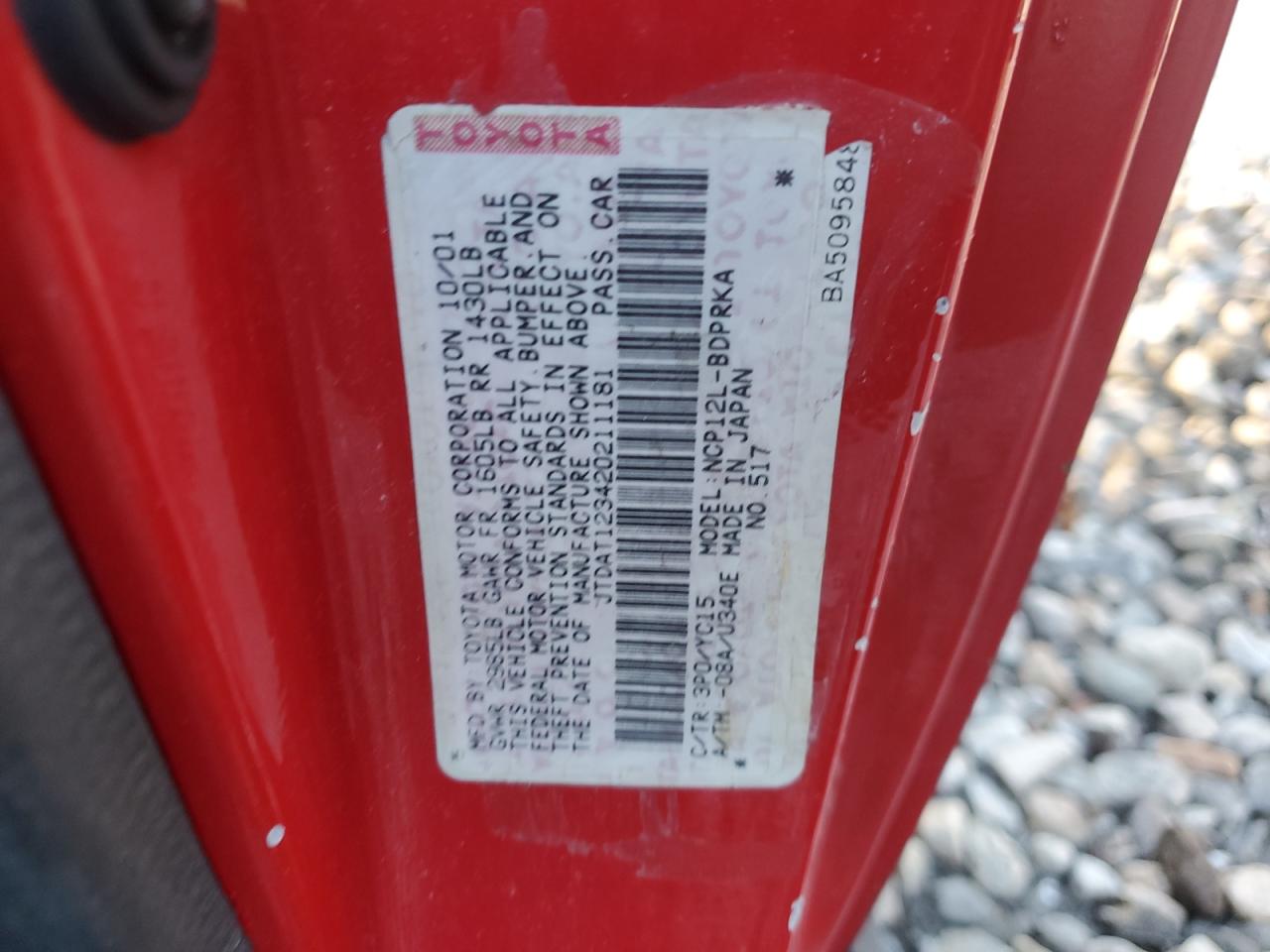 2002 Toyota Echo VIN: JTDAT123420211181 Lot: 89660115