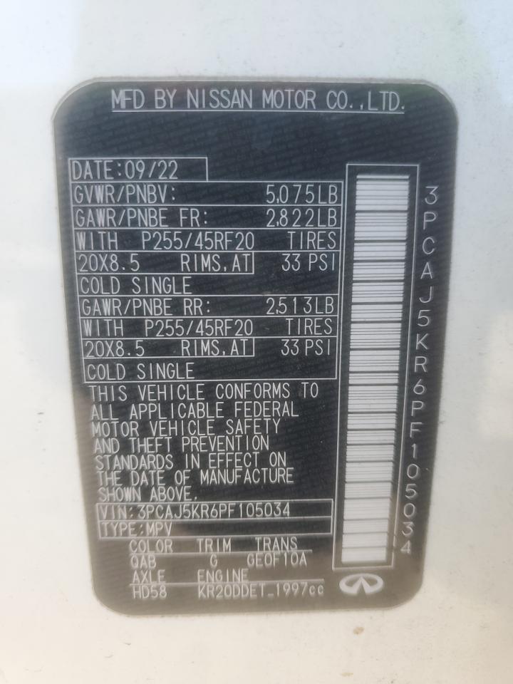 2023 Infiniti Qx55 Essential VIN: 3PCAJ5KR6PF105034 Lot: 92921795