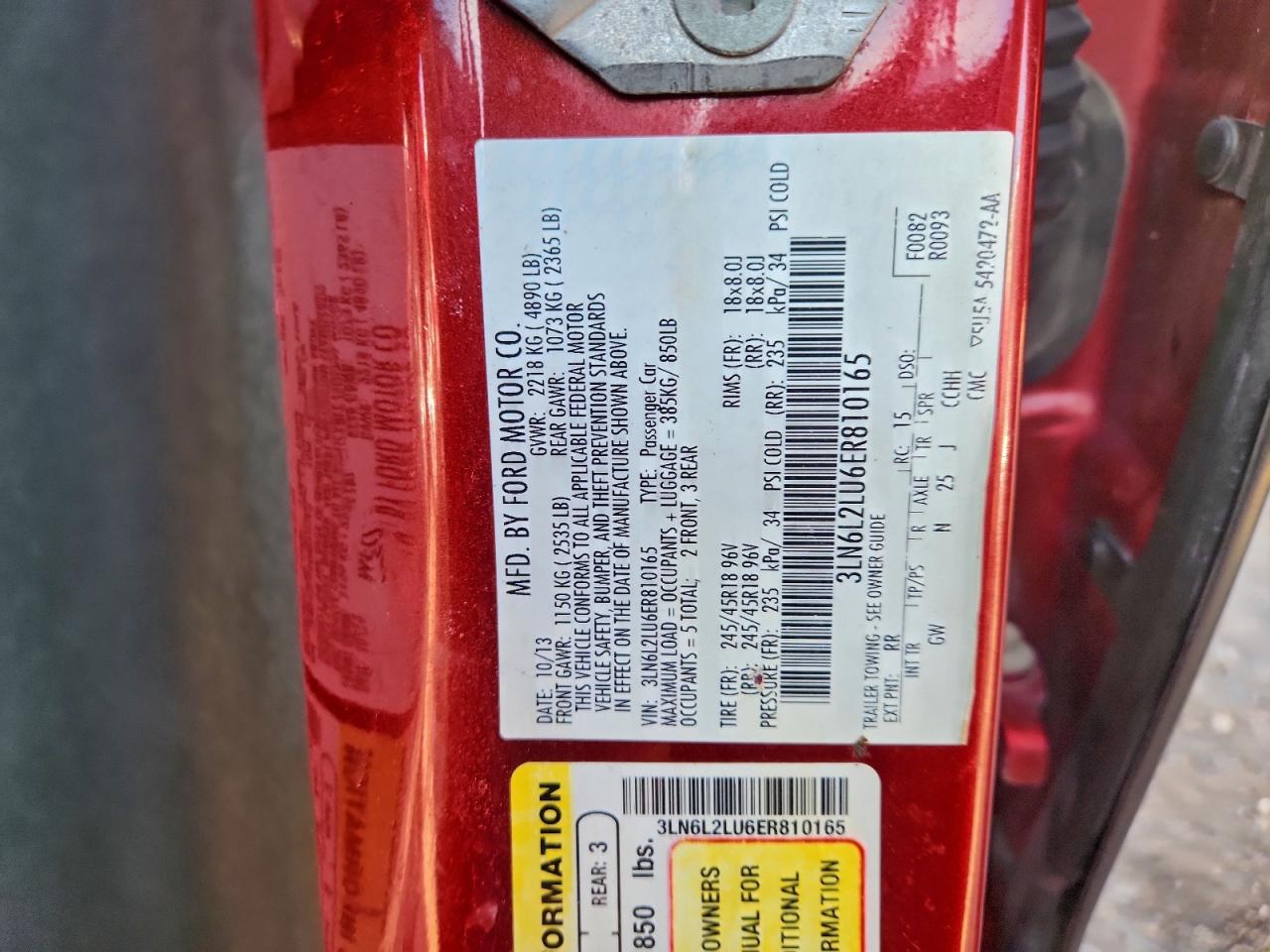 2014 Lincoln Mkz Hybrid VIN: 3LN6L2LU6ER810165 Lot: 94293145