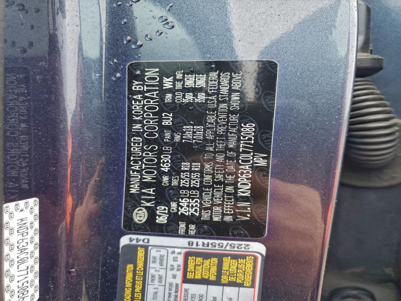 2020 Kia Sportage S VIN: KNDP63AC0L7715086 Lot: 94100535