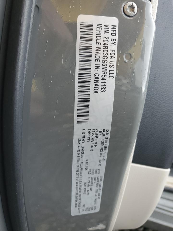 2021 Chrysler Pacifica Limited VIN: 2C4RC3GG6MR541133 Lot: 92359095