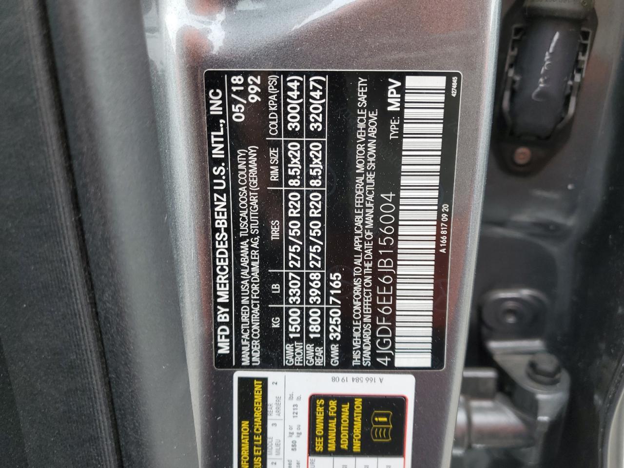 2018 Mercedes-Benz Gls 450 4Matic VIN: 4JGDF6EE6JB156004 Lot: 91458905