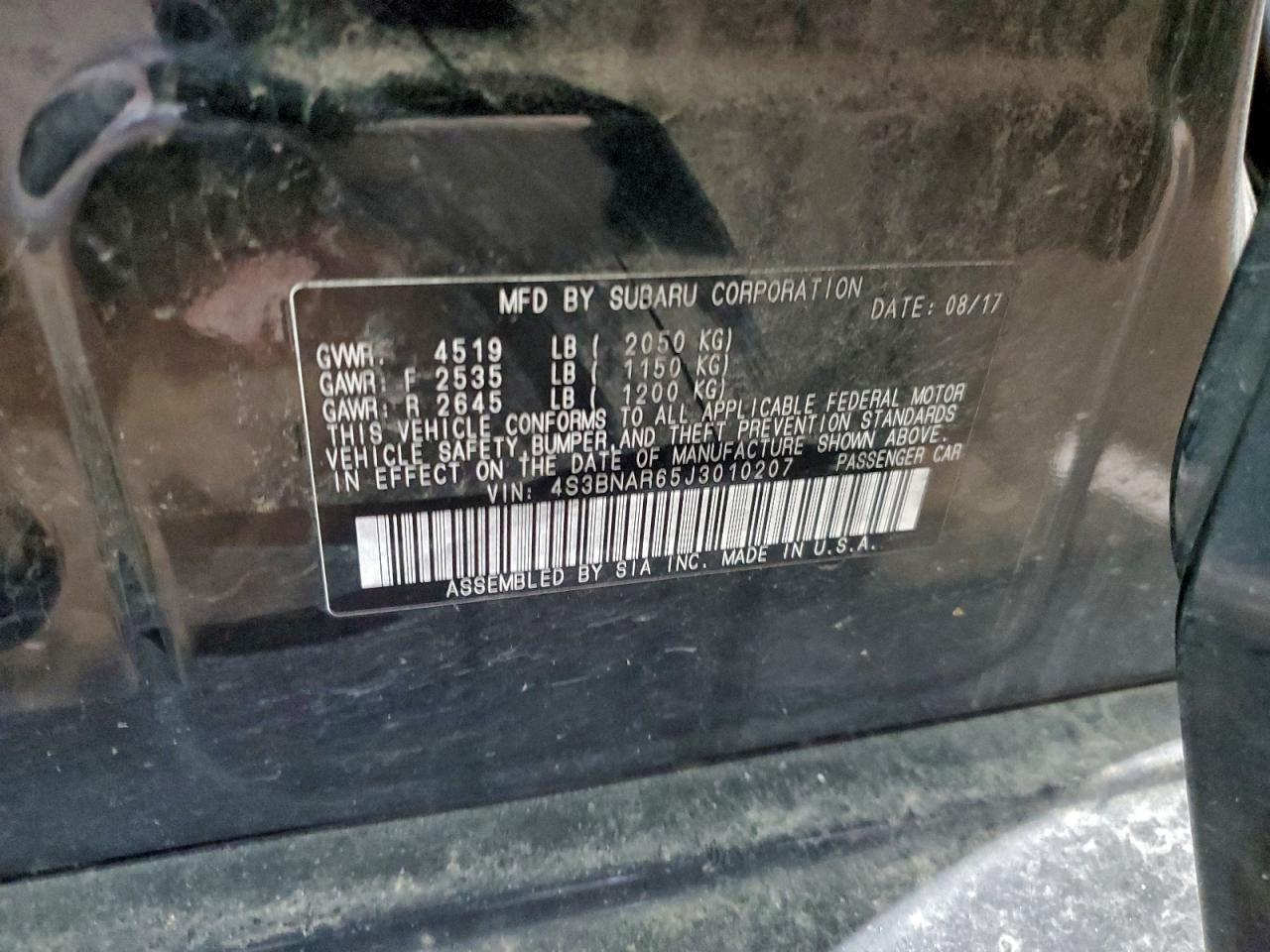 2018 Subaru Legacy Sport VIN: 4S3BNAR65J3010207 Lot: 92374155