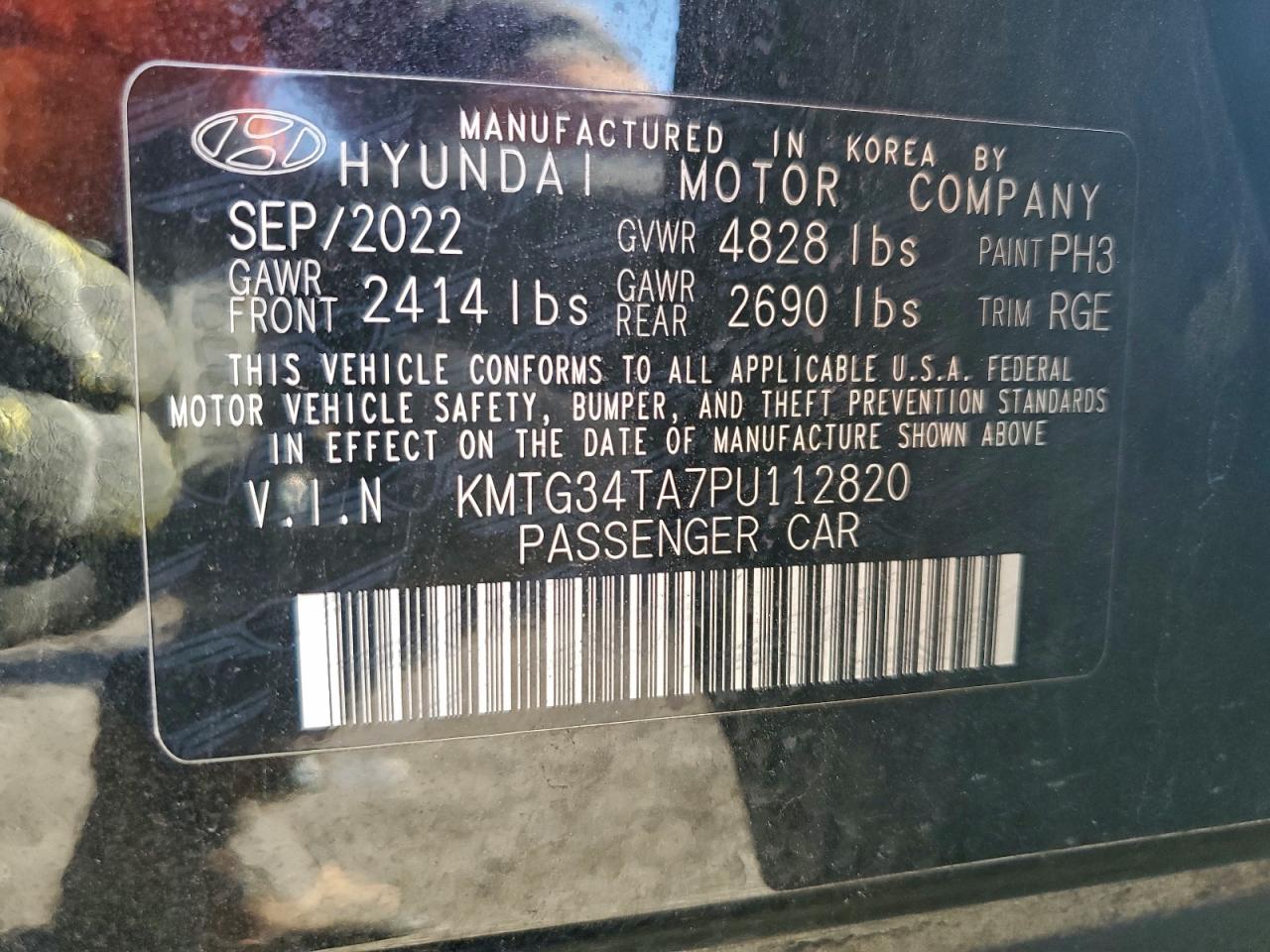 2023 Genesis G70 Base VIN: KMTG34TA7PU112820 Lot: 93768495