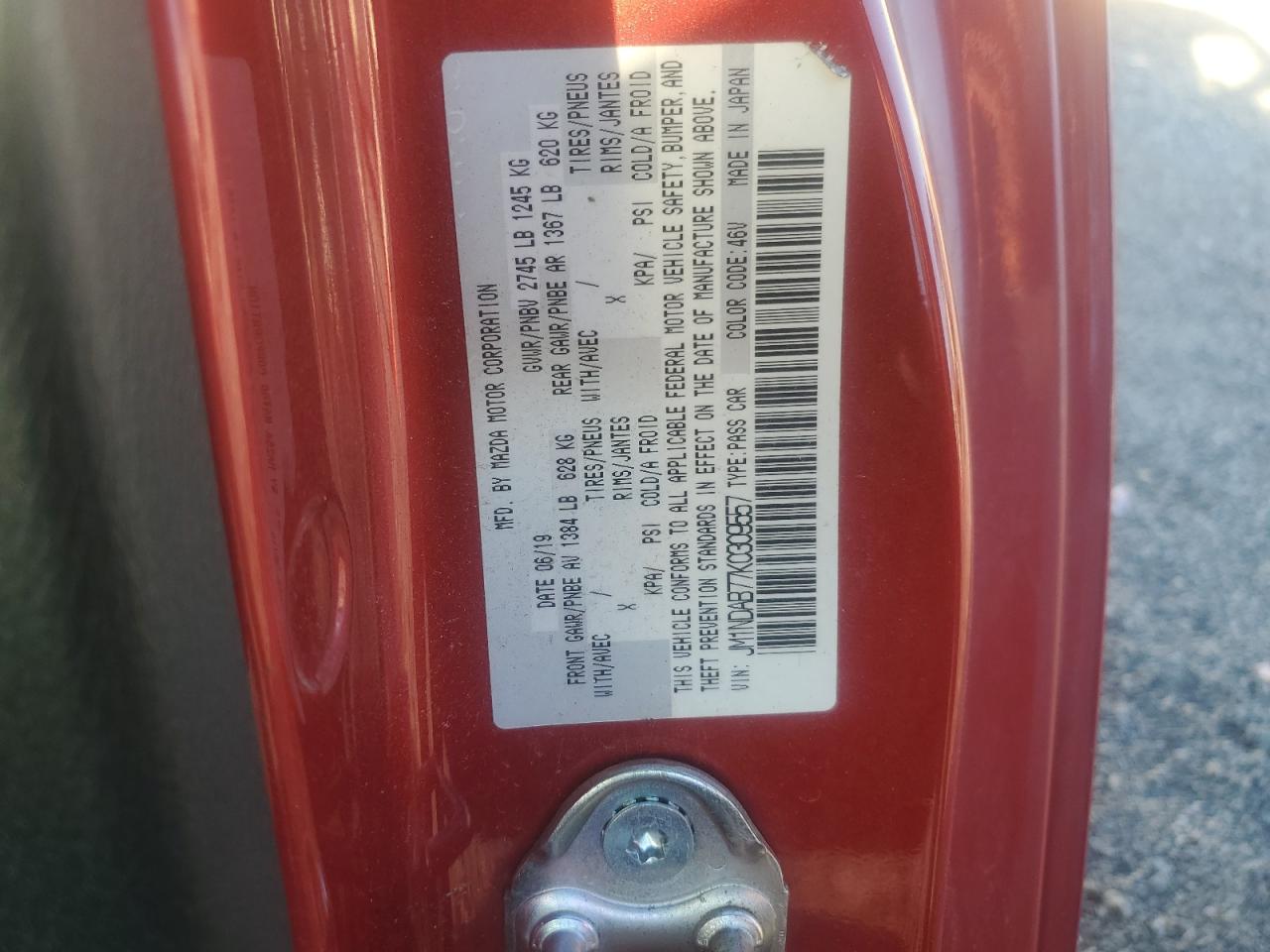 2019 Mazda Mx-5 Miata Sport VIN: JM1NDAB77K0309557 Lot: 92861395