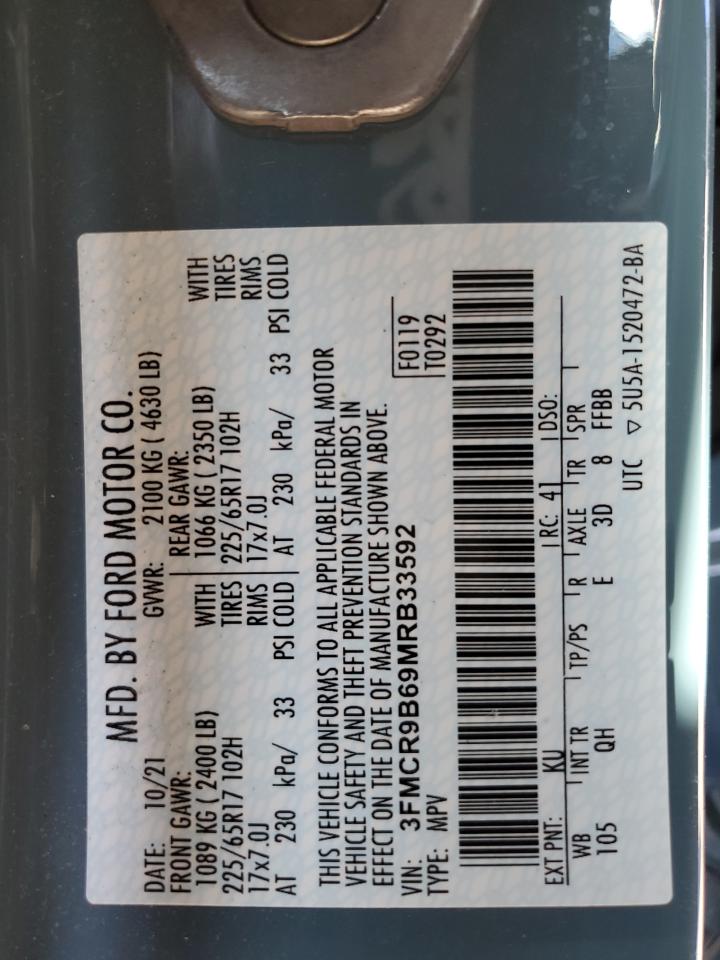 2021 Ford Bronco Sport Big Bend VIN: 3FMCR9B69MRB33592 Lot: 91738485