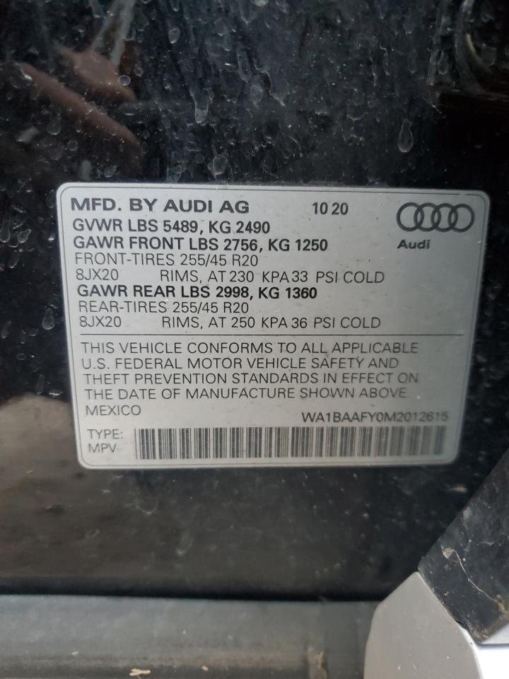 2021 Audi Q5 Premium Plus VIN: WA1BAAFY0M2012615 Lot: 92888835