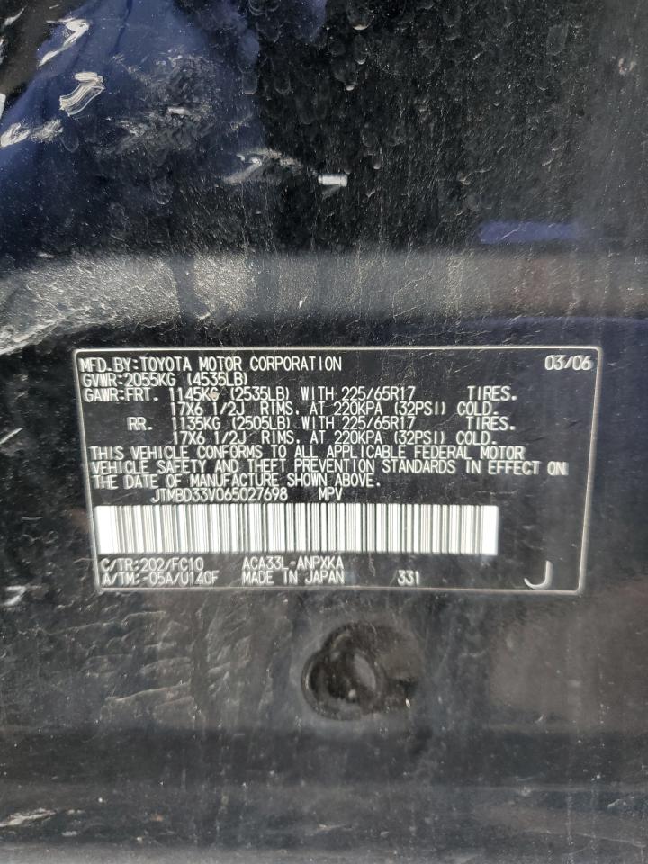 2006 Toyota Rav4 VIN: JTMBD33V065027698 Lot: 92311805