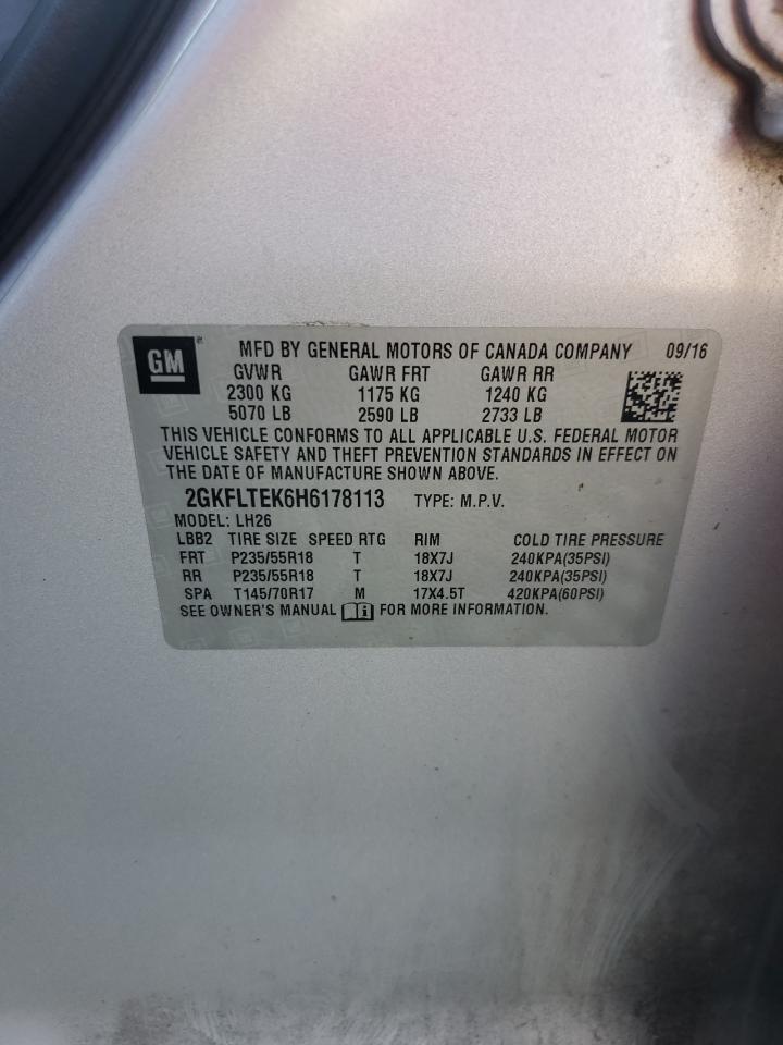 2017 GMC Terrain Sle VIN: 2GKFLTEK6H6178113 Lot: 93181575