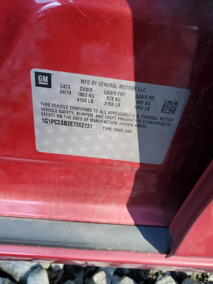 2014 Chevrolet Cruze Lt VIN: 1G1PC5SB2E7362131 Lot: 92998565