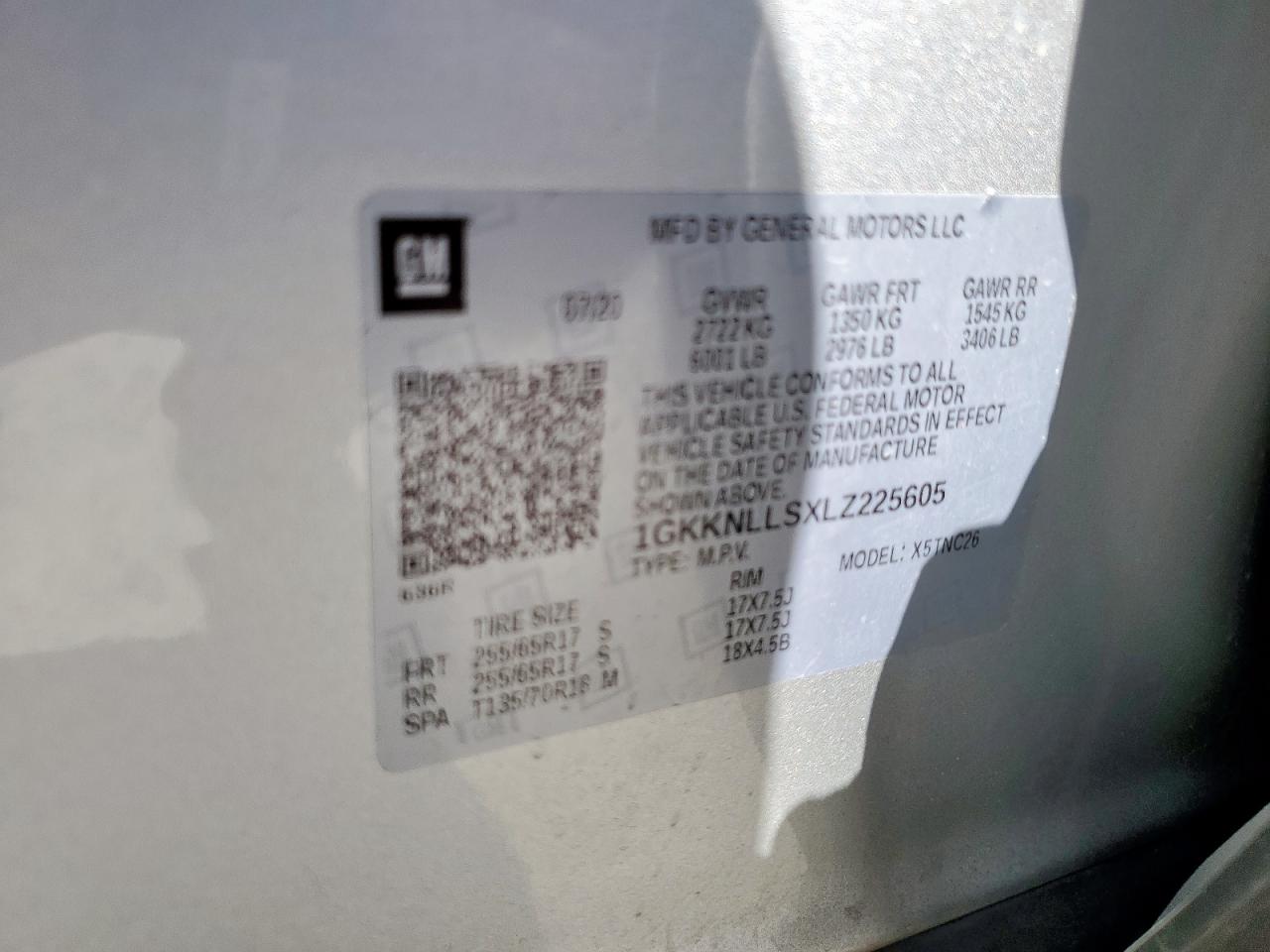 2020 GMC Acadia At4 VIN: 1GKKNLLSXLZ225605 Lot: 91049455