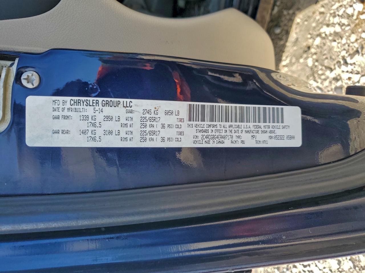 2014 Dodge Grand Caravan Se VIN: 2C4RDGBG4ER407170 Lot: 93994465