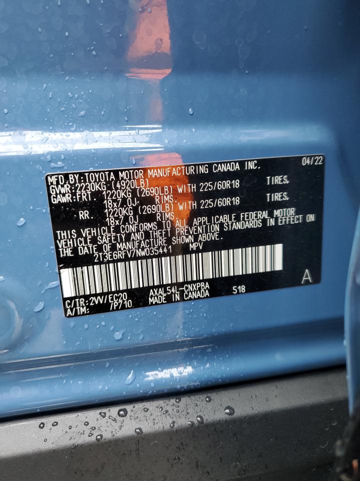 2022 Toyota Rav4 Xse VIN: 2T3E6RFV7NW035441 Lot: 91799455