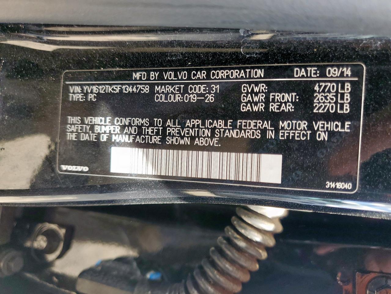 2015 Volvo S60 Premier VIN: YV1612TK5F1344758 Lot: 91450055