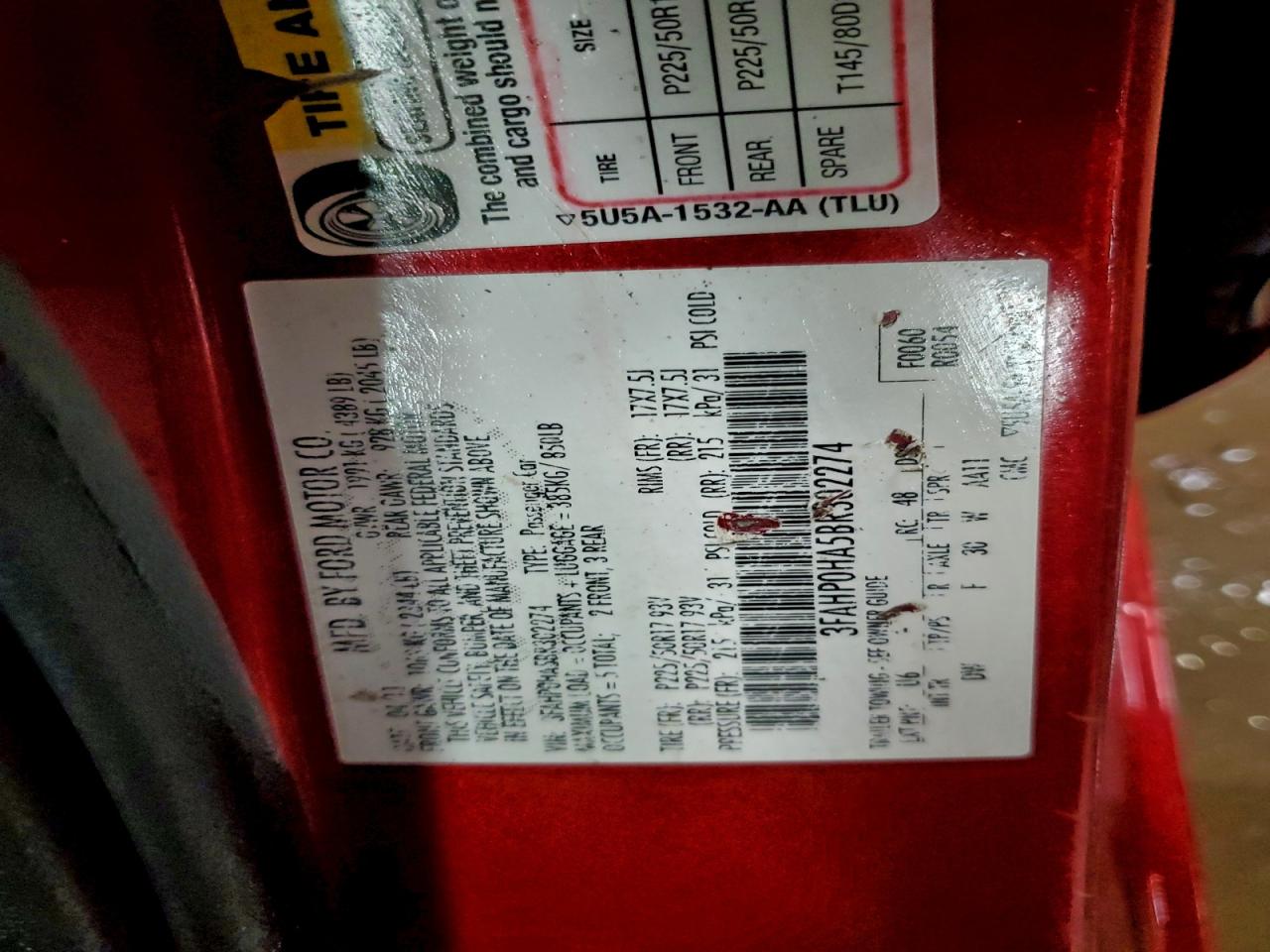 2011 Ford Fusion Se VIN: 3FAHP0HA5BR302274 Lot: 94363745