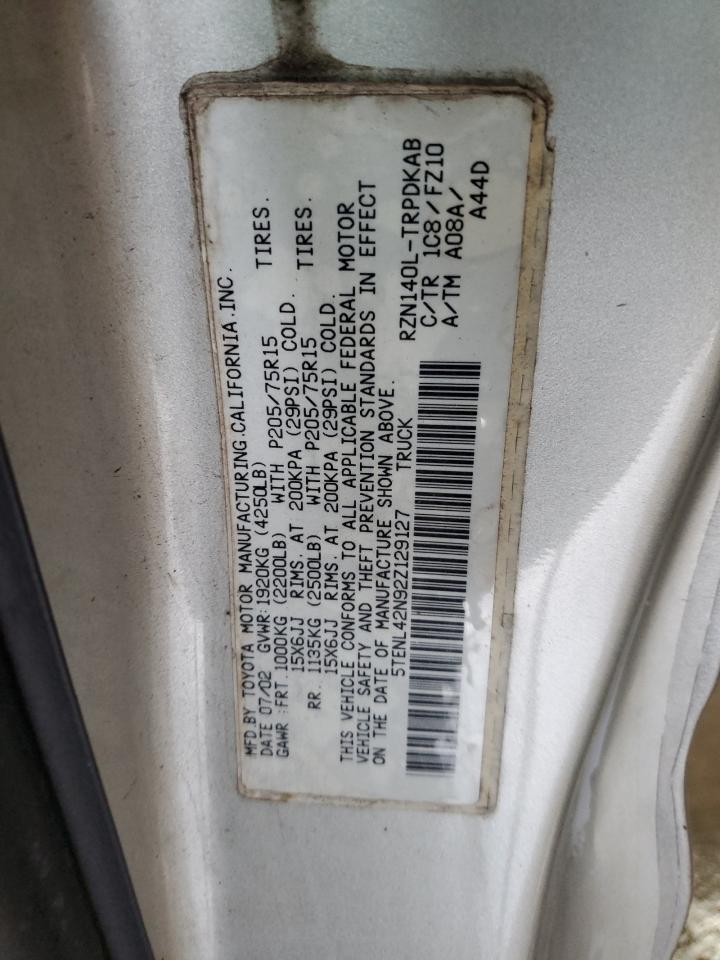 2002 Toyota Tacoma VIN: 5TENL42N92Z129127 Lot: 93477535