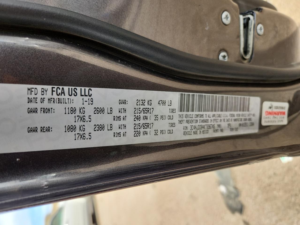 2019 Jeep Compass Trailhawk VIN: 3C4NJDDB4KT696745 Lot: 92066775