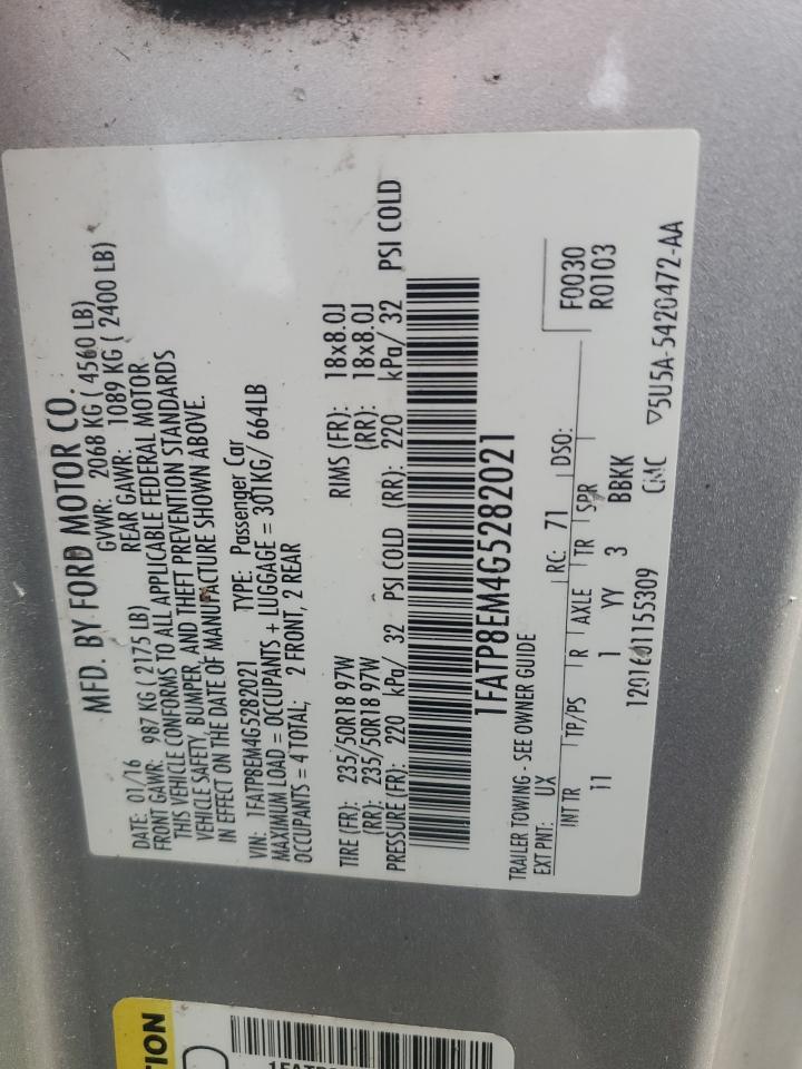 2016 Ford Mustang VIN: 1FATP8EM4G5282021 Lot: 92623845