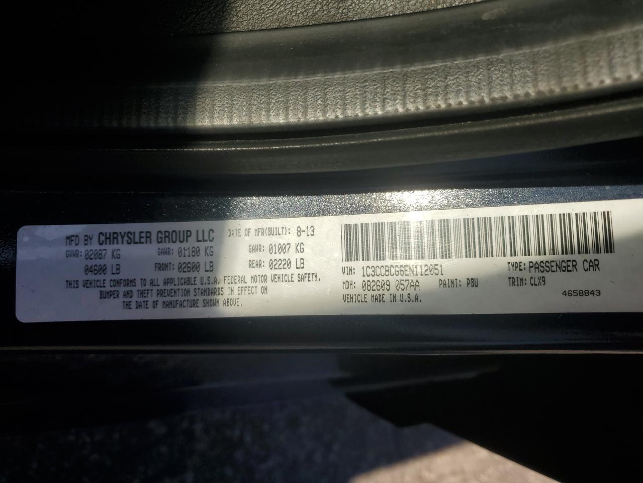 2014 Chrysler 200 Limited VIN: 1C3CCBCG6EN112051 Lot: 90736775