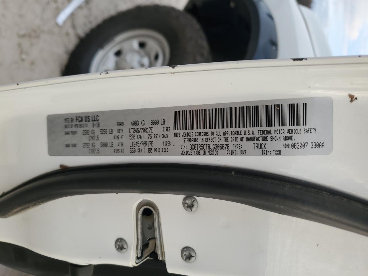 2018 Ram 2500 St VIN: 3C6TR5CT8JG306678 Lot: 92815395