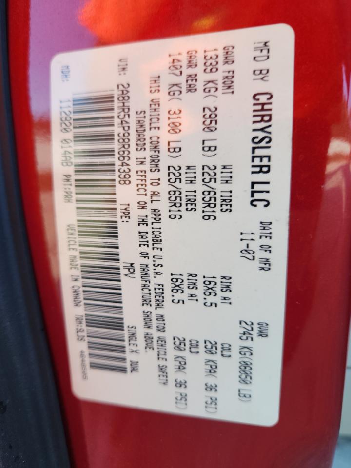 2008 Chrysler Town & Country Touring VIN: 2A8HR54P98R664398 Lot: 91327145